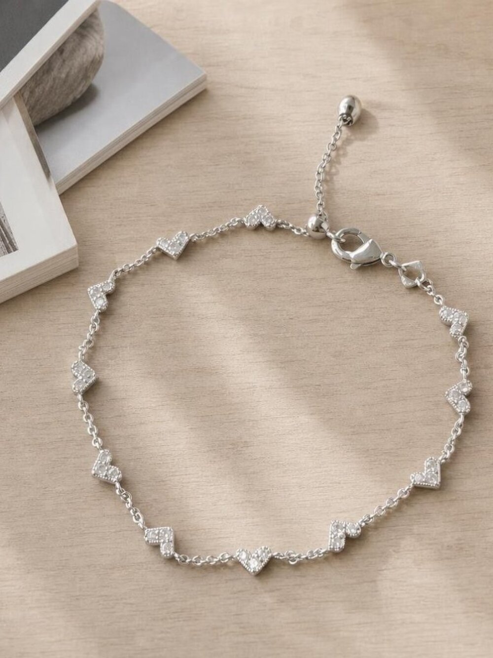 Kendra Scott Haven Heart Silver Crystal Chain Bracelet
